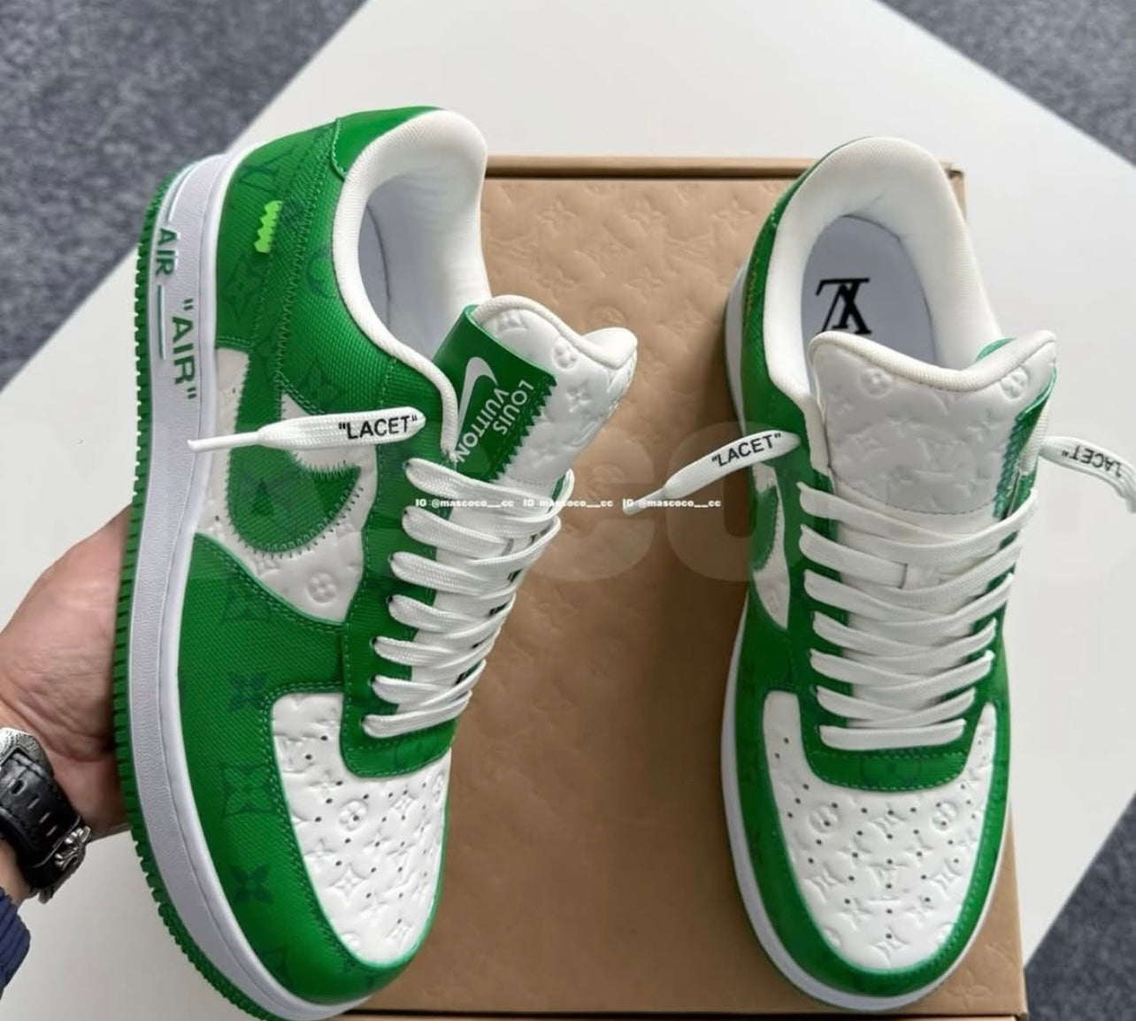 Custom LV x Nike Air Force 1 “Triple green monogram”