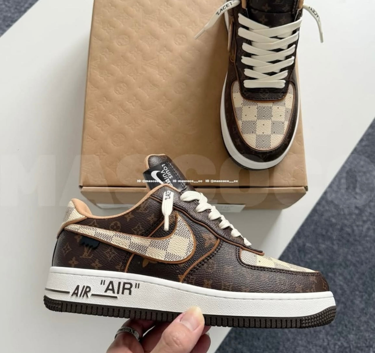 Custom LV x Nike Air Force 1 “Checkmate Monogram”