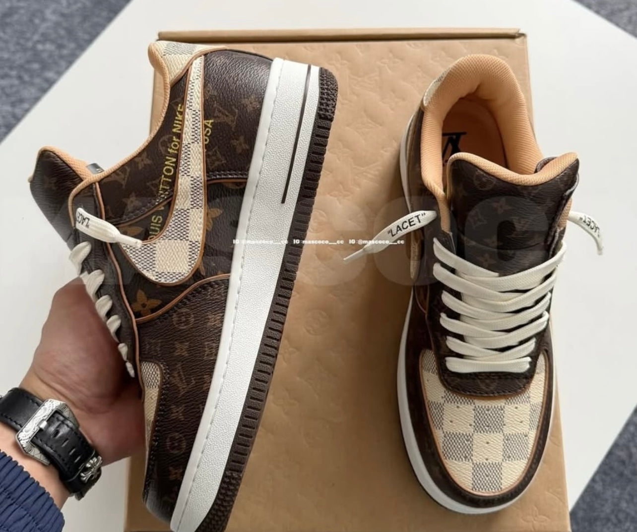 Custom LV x Nike Air Force 1 “Checkmate Monogram”
