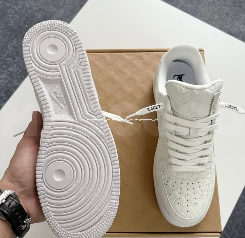 Custom LV x Nike Air Force 1 “Triple White Monogram”